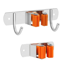 Load image into Gallery viewer, Related vodolo mop broom holder wall mount garden tool organizer stainless steel duty organizer for kitchen bathroom closet garage office laundry screw or adhesive installation orange