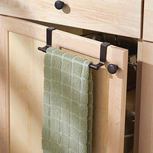 Load image into Gallery viewer, Shop for mdesign adjustable expandable kitchen over cabinet towel bar rack hang on inside or outside of doors storage for hand dish tea towels 9 25 to 17 wide bronze