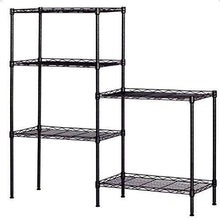 Load image into Gallery viewer, Best seller  detailorpin changeable assembly floor standing carbon steel storage rack multipurpose shelf display rack for kitchen garage bedroom storage display shelves us stock black