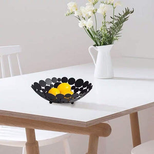 Best littlemu modern creative fruit basket bowl for kitchen counters luxury large metal iron table centerpiece stand for serving fruit snack and home decorative balls black