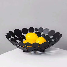 Load image into Gallery viewer, Best seller  littlemu modern creative fruit basket bowl for kitchen counters luxury large metal iron table centerpiece stand for serving fruit snack and home decorative balls black
