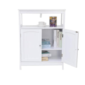 Save iwell bathroom floor storage cabinet with 1 adjustable shelf 3 heights available free standing kitchen cupboard wooden storage cabinet with 2 doors office furniture white ysg002b
