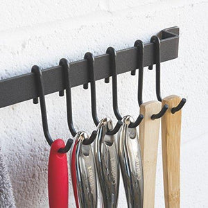 Online shopping wallniture kitchen rail organizer iron hanging utensils rack with hooks frosty black 30 inch