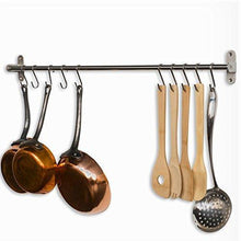 Load image into Gallery viewer, Discover the tevizz gourmet kitchen wall mount rail and hooks stainless steel pot pan lid holder rack