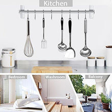 Load image into Gallery viewer, Discover the best lesfit utensil rack kitchen wall mounted stainless steel rack rail for hanging knives pot and pan with 8 removable hooks 20 inches