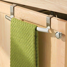 Load image into Gallery viewer, Purchase dulceny modern metal kitchen storage over cabinet curved towel bar hang on inside or outside of doors organize and hang hand dish and tea towels