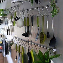 Load image into Gallery viewer, The best adtwixt stainless steel gourmet kitchen wall rail with 10 large s hooks 1