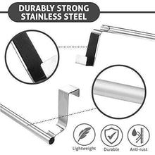 Load image into Gallery viewer, Budget over cabinet towel bar with hooks 14 brushed stainless steel towel rack for bathroom and kitchen with 22 lbs maximum load
