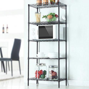 Cheap detailorpin changeable assembly floor standing carbon steel storage rack multipurpose shelf display rack for kitchen garage bedroom storage display shelves us stock black