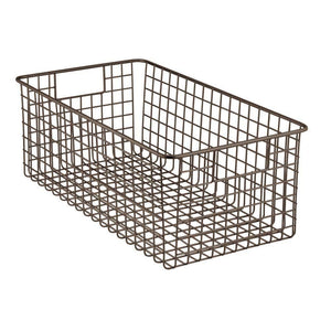 Cheap mdesign farmhouse decor metal wire food organizer storage bin basket with handles for kitchen cabinets pantry bathroom laundry room closets garage 16 x 9 x 6 in 4 pack bronze