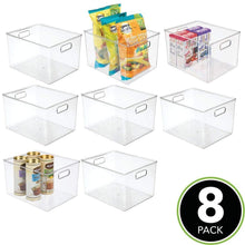 Load image into Gallery viewer, Purchase mdesign plastic storage organizer container bins holders with handles for kitchen pantry cabinet fridge freezer large for organizing snacks produce vegetables pasta food 8 pack clear