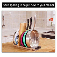 Load image into Gallery viewer, Select nice kitchen pot lid organizer anti rust stainless steel pan rack holder with 7 adjustable compartments for dinnerware bakeware cookware