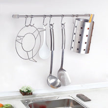 Load image into Gallery viewer, Try sumnacon pot pan rack with 7 hooks solid stainless steel rail kitchen cookware utensil pot rack hooks hanger 15 inch wall mounted heavy duty kitchenware lid towels storage organizer easy install