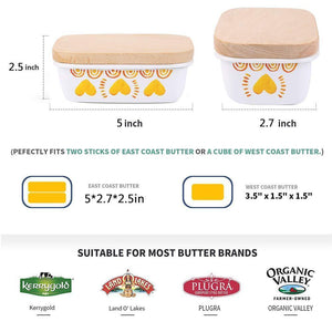 Explore shineme butter dish with wooden lid enamel butter keeper butter container cheese storage holder used for kitchen counter or fridge white