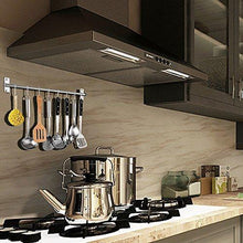 Load image into Gallery viewer, New sonorospace kitchen sliding hooks stainless steel hanging rack rail organize kitchen tools with utensil removable s hooks for towel pot pan spoon coats bathrobe bbq wall mounted hanger