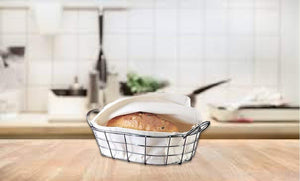 Budget oval metal wire bread box fruit basket for baguette sourdough food pantry basket kitchen storage and counter display restaurant quality metal basket with linen material insert