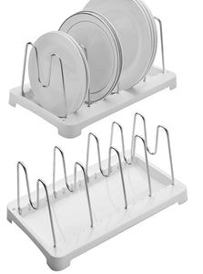 Save 2 pack adjustable pot lid holder plate rack pan and pot organizer for kitchen cabinet sus304 stainless steel rust proof 1