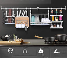 Load image into Gallery viewer, Get 304 stainless steel kitchen shelves wall hanging turret 3 layer spice jars organizer foldable dish drying rack kitchen utensils holder