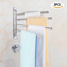 Load image into Gallery viewer, Best elifeapply swivel towel rack stainless steel swing out towel bar 4 swing arms wall mounted towel holder space saving swinging towel bar for bathroom and kitchen