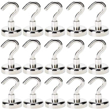 Load image into Gallery viewer, Amazon tlbtek 15 pack of 48 lbs neodymium magnetic hooks heavy duty powerful strong magnetic hooks for bathroom bedroom kitchen workplace office and garage