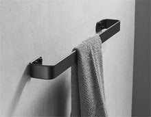 Load image into Gallery viewer, Discover the xj dd 3m self adhesive towel bar solid thick black towel rail space aluminum rust towel rack for bedroom kitchen office punch free punching dual use g 60cm24inch
