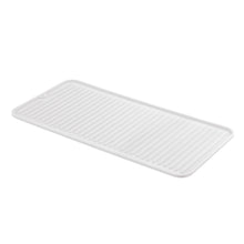 Load image into Gallery viewer, Budget mdesign silicone dish drying mat and protector for kitchen countertops sinks ribbed design non slip waterproof heat resistant dishwasher safe small 2 pack clear