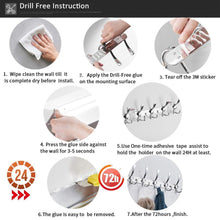 Load image into Gallery viewer, Explore besy wall mounted coat hooks self adhesive clothes robe hat rack rail with 15 hooks for bathroom kitchen office drill free with glue or wall mount with screws chrome plated 2 packs