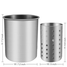 Load image into Gallery viewer, Exclusive utensil holder stainless steel kitchen cooking utensil holder for organizing and storage dishwasher safe silver 2 pack