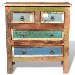 Best festnight buffet sideboard with 4 storage drawers reclaimed wood storage cabinet handmade for living room kitchen bedroom home furniture 26 x 12 x 28