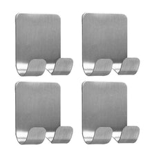 Load image into Gallery viewer, Great 4 pack plug holder hook razor holder for shower sticking wall self adhesive for hanging kitchen bathroom double hook brushed stainless steel