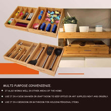 Load image into Gallery viewer, Related voxxov silverware organizer bamboo cutlery and flatware drawer organizer tray kitchen expandable utensils drawer organizer with drawer dividers 2 in 1 design ideal for organizing other accessories