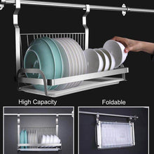 Load image into Gallery viewer, Latest 304 stainless steel kitchen shelves wall hanging turret 3 layer spice jars organizer foldable dish drying rack kitchen utensils holder