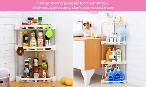 Exclusive 4 tier corner storage organizer shelf i best kitchen spice rack makeup cosmetics counter organizing stand bathroom organizer off white 4 tier