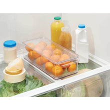 Load image into Gallery viewer, Discover the mdesign plastic food storage container bin with lid and handle for kitchen pantry cabinet fridge freezer organizer for snacks produce vegetables pasta 8 pack clear