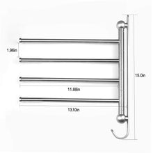 Load image into Gallery viewer, Shop for swivel towel bar for bathroom swing arm towel rack forbedroom wall mounted stainless steel swivel bars 4 arm for kitchen entryway hanger holder organizer with hooks noble ball head styling design