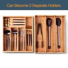 Load image into Gallery viewer, Select nice voxxov silverware organizer bamboo cutlery and flatware drawer organizer tray kitchen expandable utensils drawer organizer with drawer dividers 2 in 1 design ideal for organizing other accessories