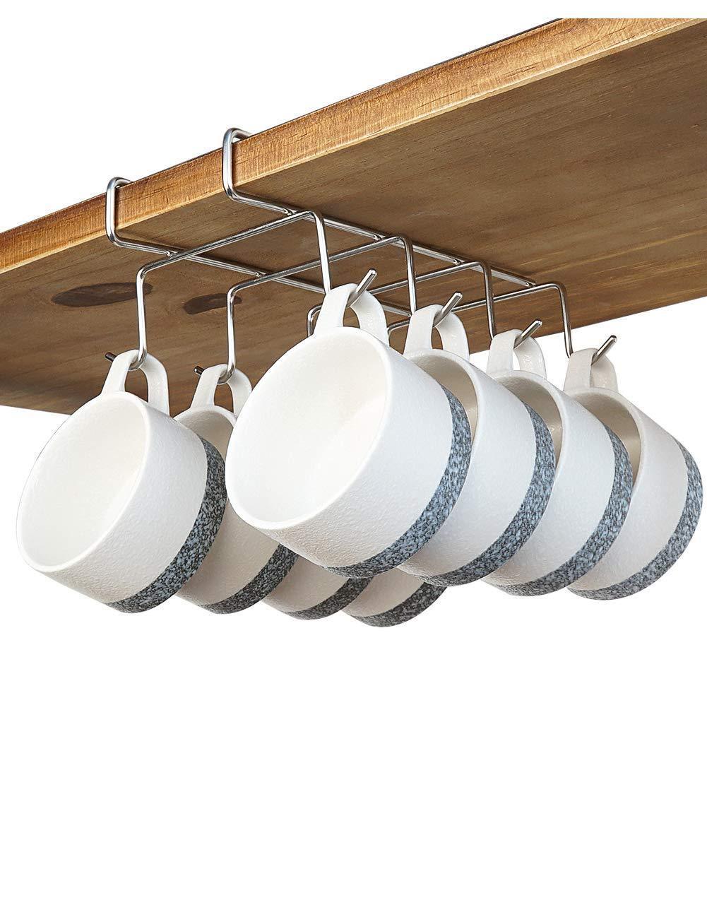 Organize with blikke coffee mug holder mugs rack under shelf kitchen storage drying rack 304 stainless steel