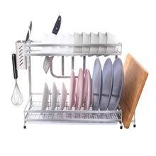 Load image into Gallery viewer, Try 304 stainless steel dish dryer rack cutting board holder and kitchen dish drainer for kitchen counter top silver 17 3x6 1x13 5inch