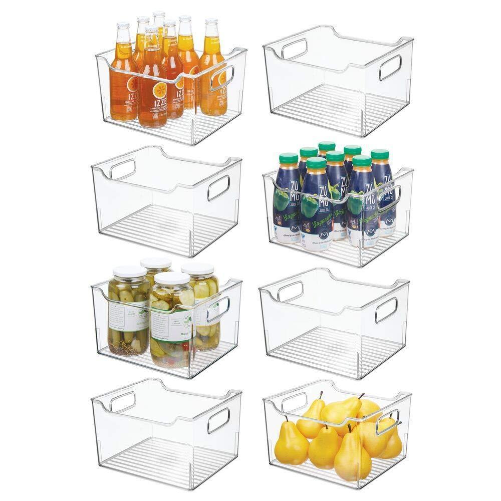 Great mdesign plastic kitchen pantry cabinet refrigerator or freezer food storage bin box deep container with handles organizer for fruit vegetables yogurt snacks pasta 10 long 8 pack clear