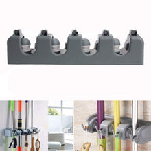Load image into Gallery viewer, Discover the best free walker magic wall mount mop holder with 5 positons and 6 hooks broom holder hanger brush cleaning tools for home kitchen prefect for storage and organization 5 postions