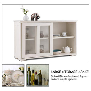 Related costzon kitchen storage sideboard antique stackable cabinet for home cupboard buffet dining room cream white with sliding door window