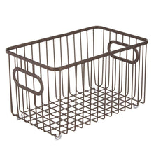 Load image into Gallery viewer, Cheap mdesign metal farmhouse kitchen pantry food storage organizer basket bin wire grid design for cabinets cupboards shelves countertops closets bedroom bathroom 10 long 4 pack bronze