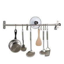 Load image into Gallery viewer, Results kes kitchen rail rack wall mounted utensil hanging rack brushed stainless steel hanger hooks for kitchen tools pot towel 15 sliding hooks kur209s80 2