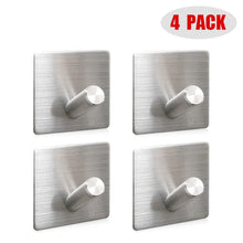 Load image into Gallery viewer, Shop heavy duty wall hooks 304 stainless steel hook wall mount for home bathroom kitchen utensils damage free utility 3m self stick hooks holds6 pounds waterproof hanger for towel keys coat bags 4 pcs