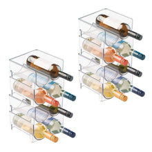 Load image into Gallery viewer, Storage organizer mdesign plastic free standing wine rack storage organizer for kitchen countertops table top pantry fridge holds wine beer pop soda water bottles stackable 2 bottles each 8 pack clear