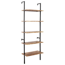 Load image into Gallery viewer, Results ironck industrial ladder shelf bookcase 5 tier wood shelves wall mounted stable expand space bookshelf retro wall decor furniture for living room kitchen bar storage