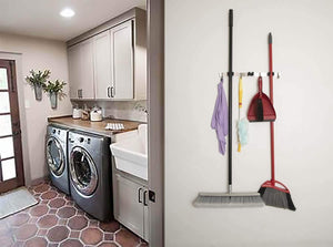 Shop for sellsense mop and broom holder wall mount 16 fastening locations kitchen garage garden tool organizer the best heavy duty storage organizer