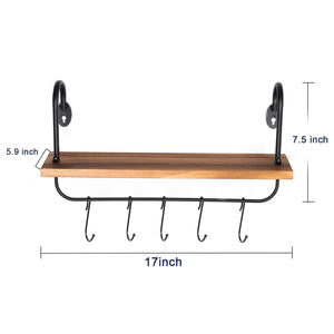 Try o kis wall floating shelves for kitchen bathroom coffee nook with 10 adjustable hooks for mugs cooking utensils or towel rustic storage shelves set of 2