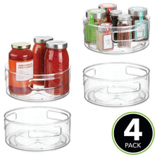 Load image into Gallery viewer, Amazon best mdesign deep plastic lazy susan turntable food storage bin with handles rotating organizer for kitchen pantry cabinet cupboard refrigerator or freezer 9 round 4 pack clear