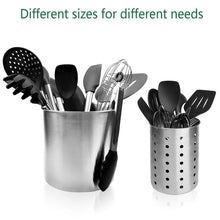 Load image into Gallery viewer, Discover the utensil holder stainless steel kitchen cooking utensil holder for organizing and storage dishwasher safe silver 2 pack